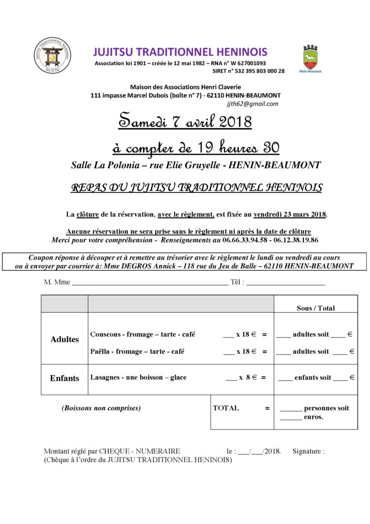 FORMULAIRE REPAS - 7 avril 2018